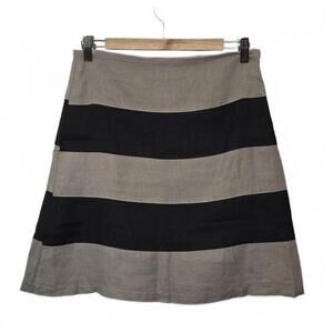 Kenar Black And Tan Colour Band A-Line Linen Mini Skirt.  / US Size Med
